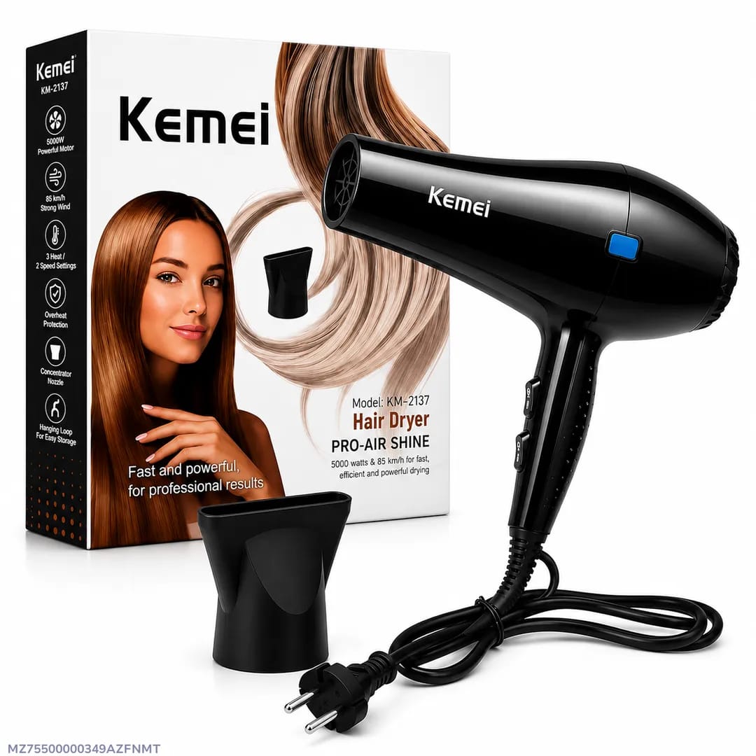 Kemei KM-2137 Professional Hair Dryer – 5000W High Power Fast Drying Hair Dryer